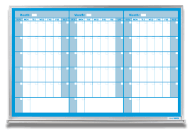 3 Month Whiteboard Calendar Blue