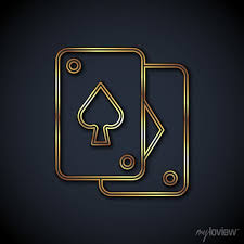 Gold Line Playing Cards Icon Isolated