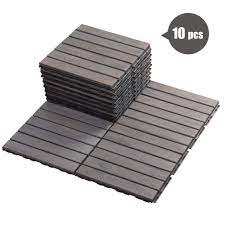 Btmway Solid Wood Patio Deck Tiles