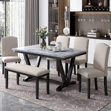 6pc Dining Table W 4 Chairs 1 Bench
