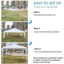10 Ft X 10 Ft White Patio Tent With 4 Sides Walls Waterproof Outdoor Party Tent Gazebo Or Household Wedding Parties