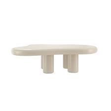 Monland 48 5 In Modern Creamy White Medium Specialty Cloud Shaped Composite Top Coffee Table With Sy Four Legs