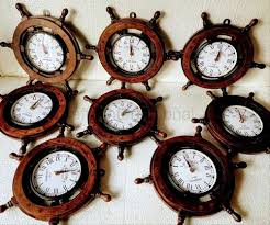 Antique Wooden Ship Wheel Wall Clock