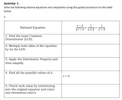 Solve The Following Rational Equations