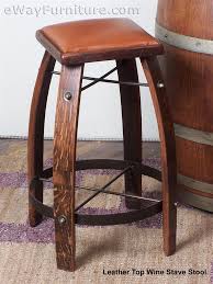 Wine Stave Bar Stool With Leather Top