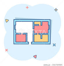 Vector Cartoon House Plan Icon In Comic
