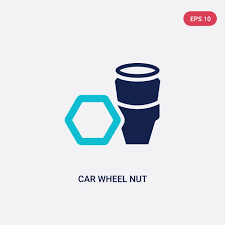 Two Color Car Wheel Nut Vector Icon