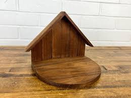 Vintage Brown Wood Nativity Stable Only