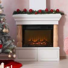 23 In Electric Fireplace Insert Ultra Thin Heater With Log Set Realistic Flame Remote Control