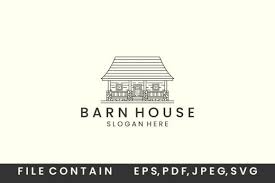 Barn House With Linear Style Logo Icon