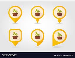 Plant In Pot Flat Pin Map Icon Garden