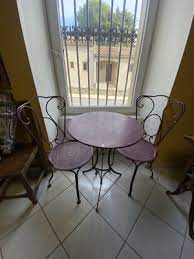 Mauve Wrought Iron Garden Table And
