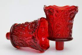 Vintage Ruby Red Glass Candle Cups