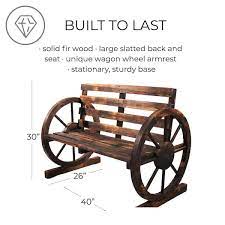 Wood Outdoor Wagon Wheel Bench