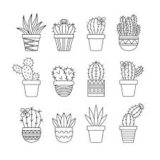 Cacti Patterned Plant Pots Vector Stock