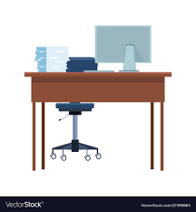 Office Desk Icon Flat Design Royalty