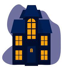 Flat Style House In Dark Blue Color