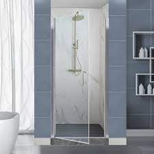 Lonni 30 31 5 In W X 72 In H Frameless Pivot Shower Door In Chorme Finish With 1 4 In Thick Clear Tempered Glass