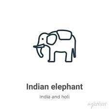 Indian Elephant Outline Vector Icon