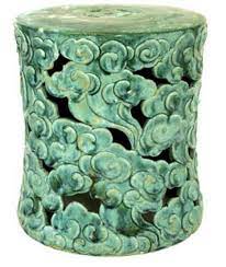 Celestial Cloud Turquoise Ceramic Stool