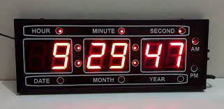 Red Metal Led Digital Clock With Hour