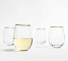 Gold Rim Stemless Wine Glasses Set Of