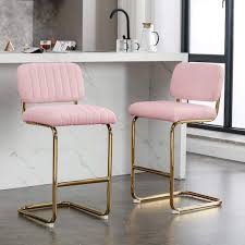 35 83 In H Pink Armless Bar Chairs