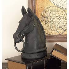 Zimlay Black Polystone Sculpture Horse Head 44723