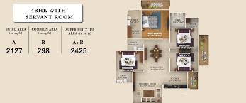 4 Bhk With Servant Room For At
