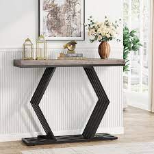 Grey Rectangle Wood Console Table