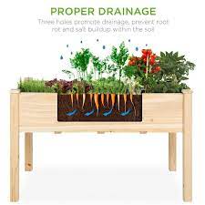 Best Choice S Wooden Raised Vegetable Garden Bed Elevated Planter Kit Beige