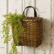 Chipwood Hanging Wall Basket Antique