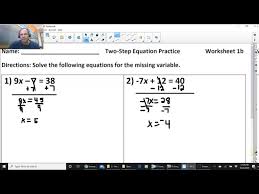 Solving One Step Equations Worksheet
