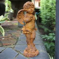 Iron Cherub Statue Bird Outdoor