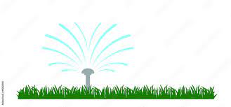 Grass Lawn With Garden Sprinkler