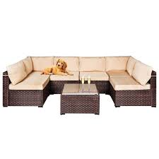 Cisvio Brown 7 Piece Wicker Patio