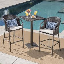 Noble House Dominica Outdoor 3 Piece 40 Square Bar Set In Brown