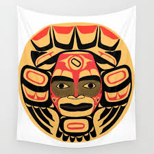 Flat Style Icon With Tribal Mask Symbol