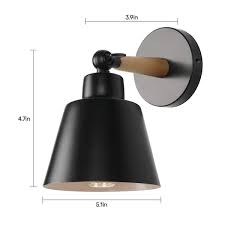 Lucky Monet Adjustable Vintage Wall Sconces Bedside Bedroom Wall Light Fixtures Lampshade Dia 5 1 Inch Black