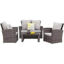 Sunvivi 4 Piece Pe Rattan Wicker