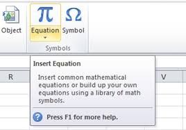 Equation In Excel 2010