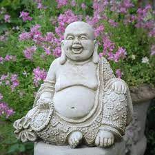 Laughing Buddha Stone Statue Monk