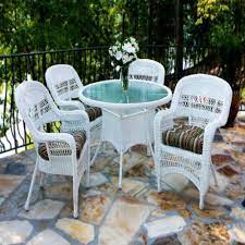 5 Pc Outdoor Patio Coastal White Resin