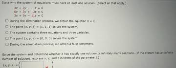 State Why The System Of Equations Must