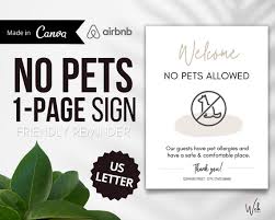 Airbnb No Pets Sign Template Editable