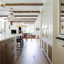 dark stained wood ceiling beams design