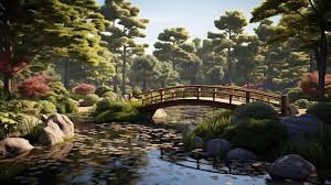 A Bridge In A Japanese Garden With A