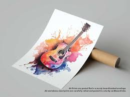 Acoustic Guitar Splash Art Print