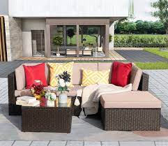 Lacoo 5 Pieces Patio Rattan Sectional