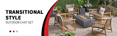 Wood Patio Fire Pit Seating Set